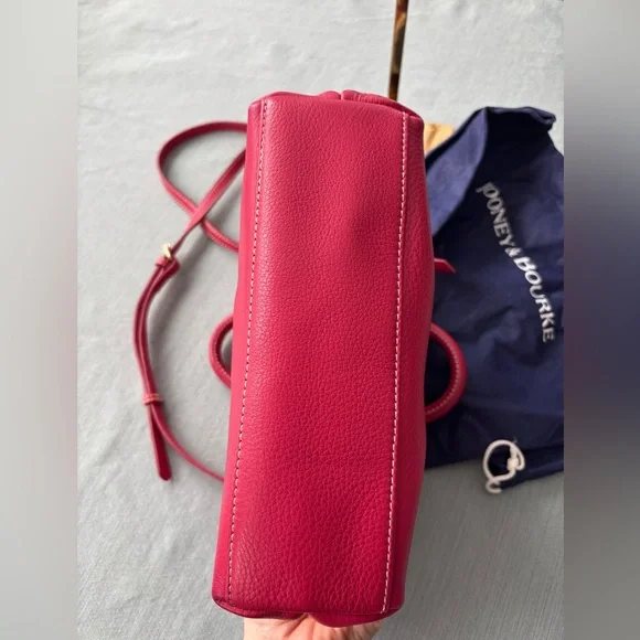 Dooney & Bourke Raspberry Hot Pink Leather Small Crossbody Satchel strap - Picture 6 of 16